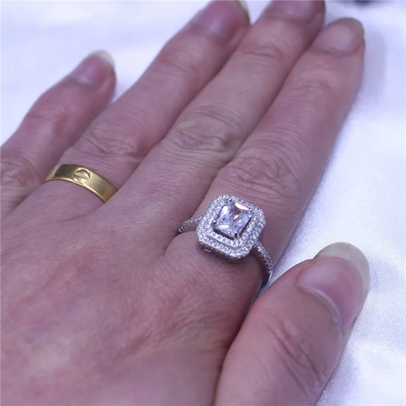 Choucong роскошное женское Ювелирное кольцо два ряда AAA кубический цирконий Cz 925