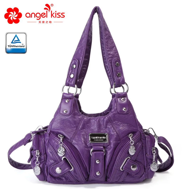Purple Европа и Америка PU Дамская сумка чистый цвет женские сумки Различные цвета на одно плечо диагональная сумка ZF9554 - Цвет: Purple