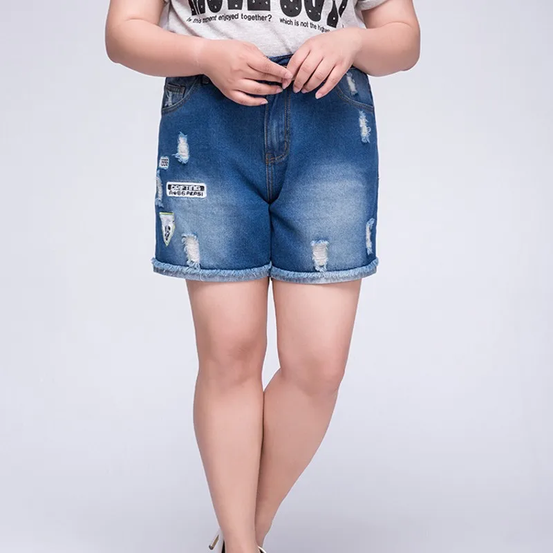 Модные короткие джинсы больших размеров летние женские джинсовые шорты со