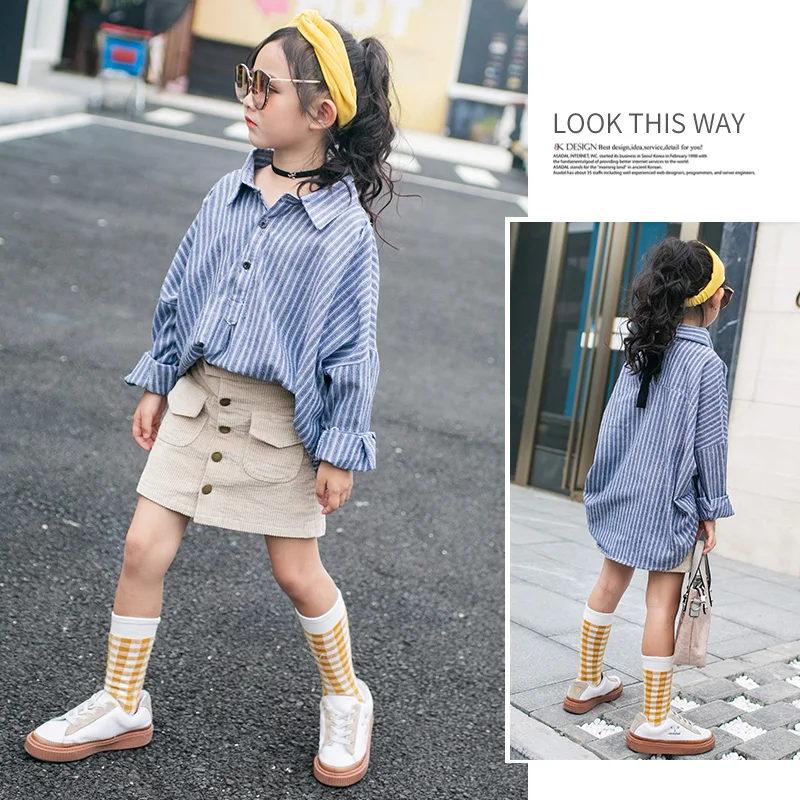 Блузка для маленьких девочек-подростков 2019 г. весенние Рубашки в полоску с