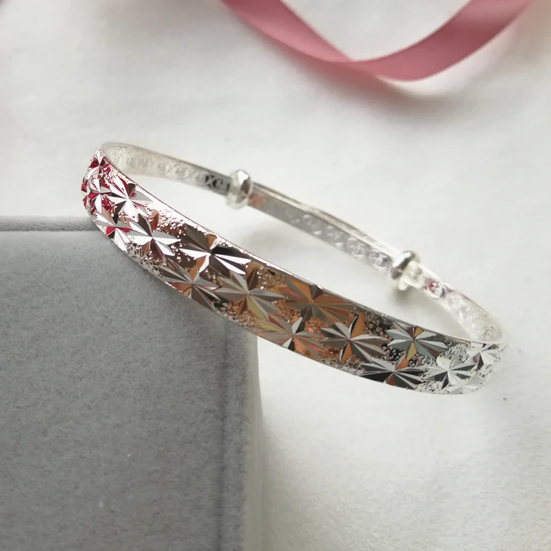 Браслет манжета женский из серебра 925 пробы со звездами|Браслеты| |