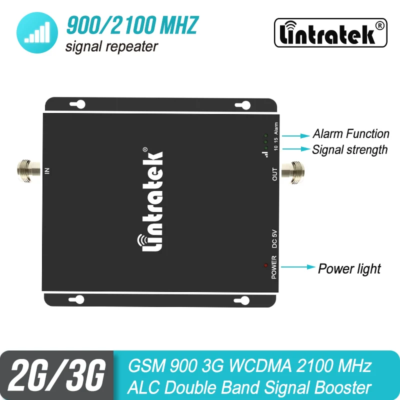 Lintratek GSM 3g 900 2100 MHz Мобильный усилитель сигнала 2G 900mhz WCDMA 2100mhz двухдиапазонный