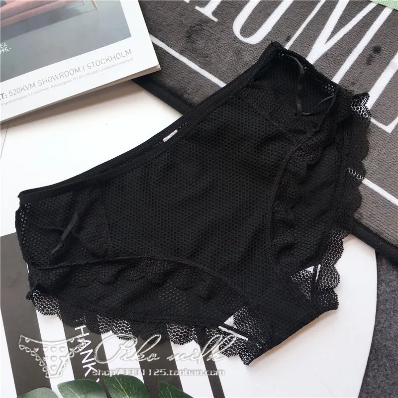 SP & CITY сексуальные бесшовные трусики из молочного шелка кружевные с оборками