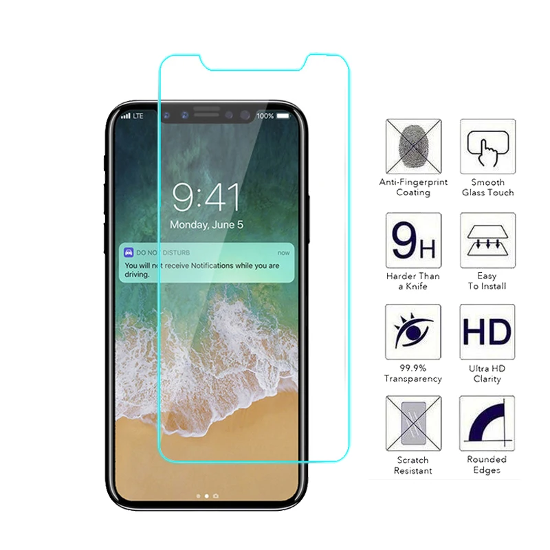 Lovekiss New 0.26mm 9H Explosion protection Tempered Glass For iPhone X 8 Plus 8Plus 7 6 6S 7Plus Screen Protector Film | Мобильные