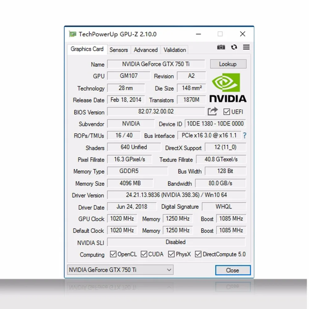 Графическая карта PCI E GTX750ti GPU 4G DDR5 для игрового ПК nVIDIA Geforce 4096 Мб|Видеокарты| |
