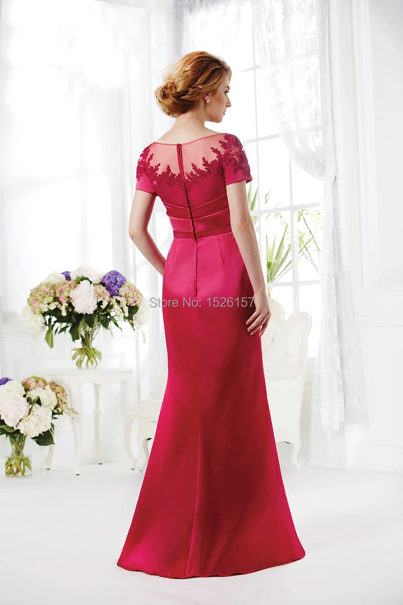 Vestidos de Madrinha 2014 Free Shipping A Line Red Taffeta Cap Sleeves Party Dresses for Mother of the Bride Gowns | Свадьбы и