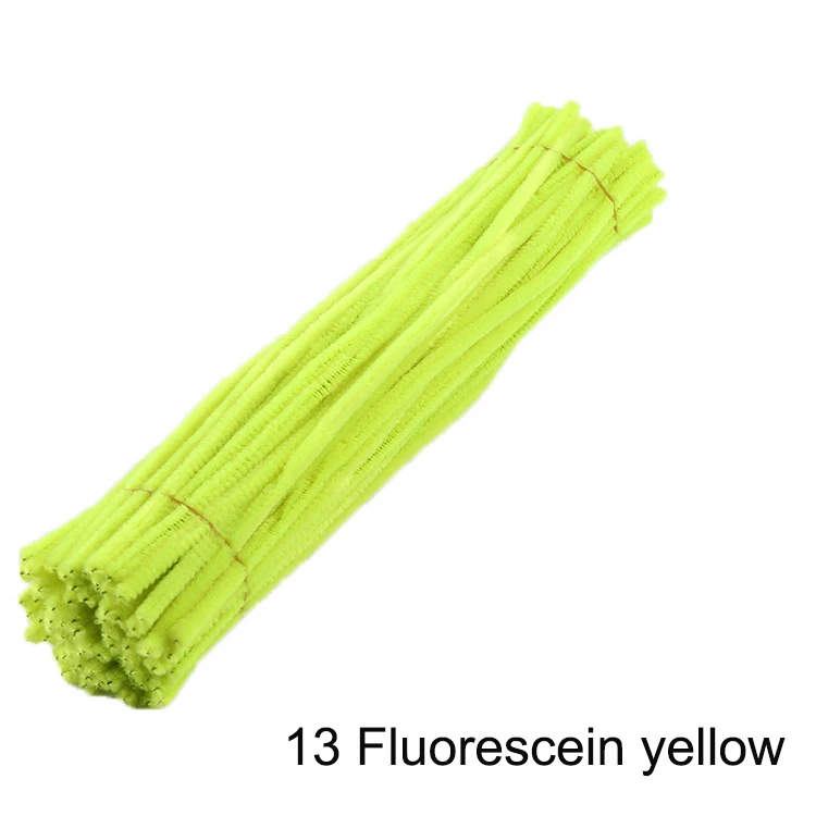 13fluorescent yellow 100 шт 30 см стебли синели, очистители труб детские развивающие игрушки ручной работы Красочные шенили Стебли трубы для DIY ремесла поставки - Цвет: 13fluorescent yellow