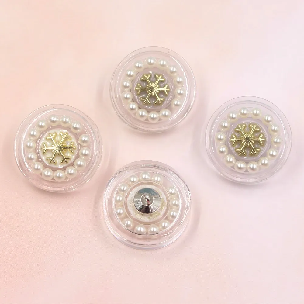 

Good quality 25mm snowflake Pearl metal button sweater coat decoration buttons accessories DIY 2Pcs/Lot A-19115-469