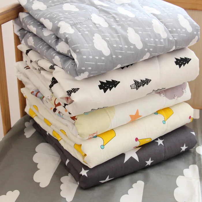 Детское летнее стеганое одеяло в скандинавском стиле с облаками из хлопка