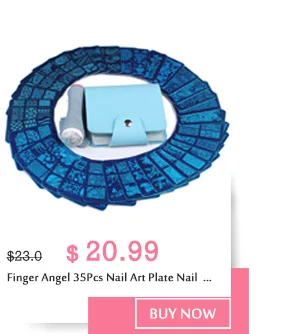 Finger Angel 35 шт ногтевая пластина шаблон для стемпинга для нейл-арта+ 1 шт черный чехол для дисков для стемпинга+ 1 шт Двухсторонний штамп и 2 шт amp W050