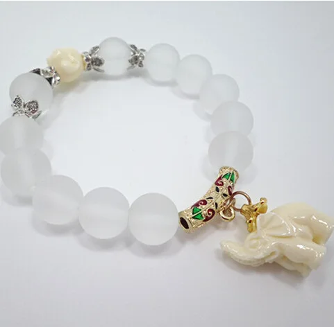 Женские матовые браслеты с натуральным белым кристаллом 12 мм очень милый браслет