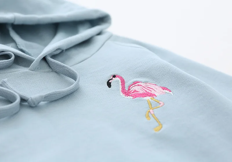 Baby Girls Dress Kids Casual Brand Long Sleeve Flamingo Embroidery Hooded Clothes Sweatshirt Dresses for Daily Wear | Детская одежда и