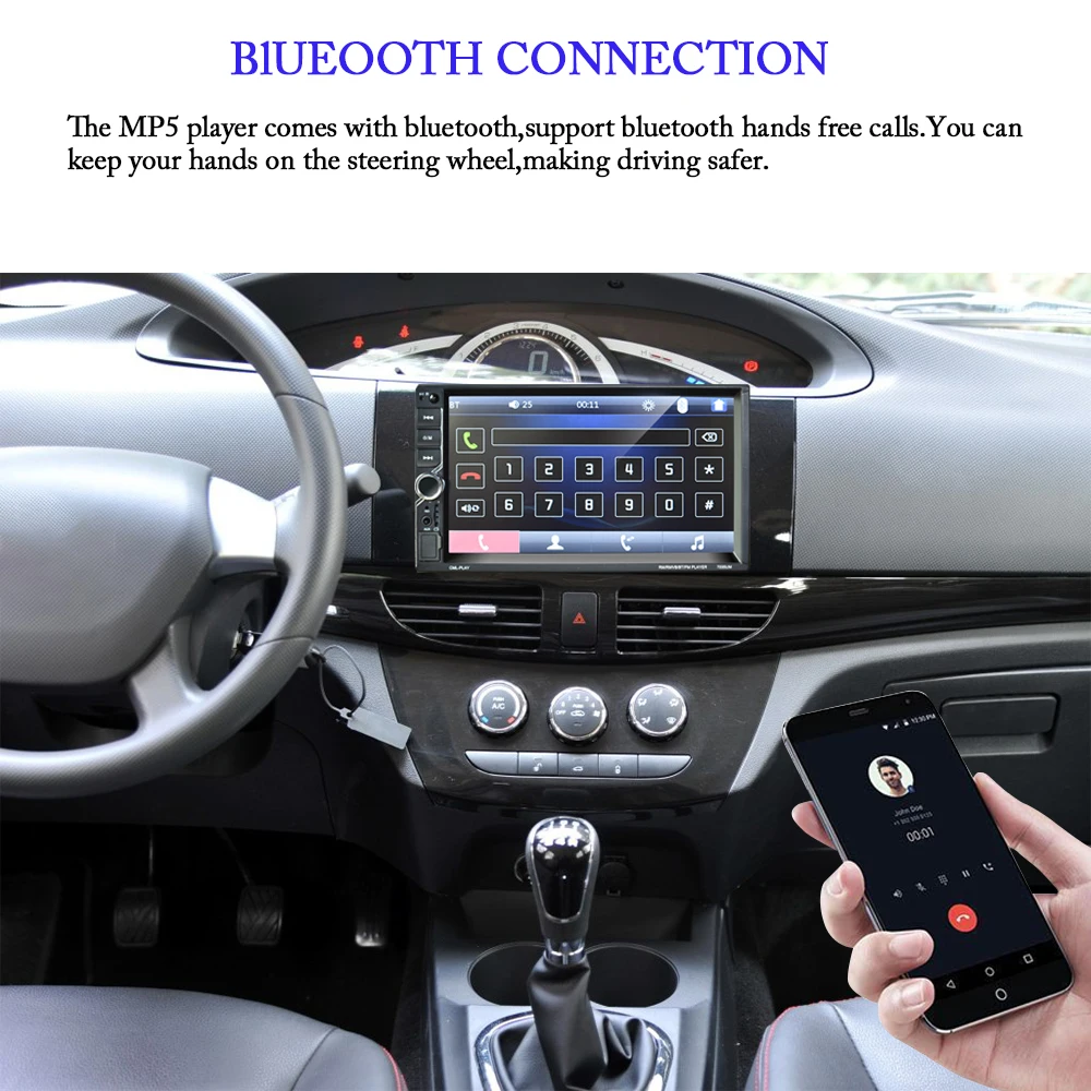 Автомагнитола AMPrime 2Din 7 &quotTouch Mirrorlink Авто Аудио Стерео Авторадио Bluetooth FM/AUX/USB/SD/DVR