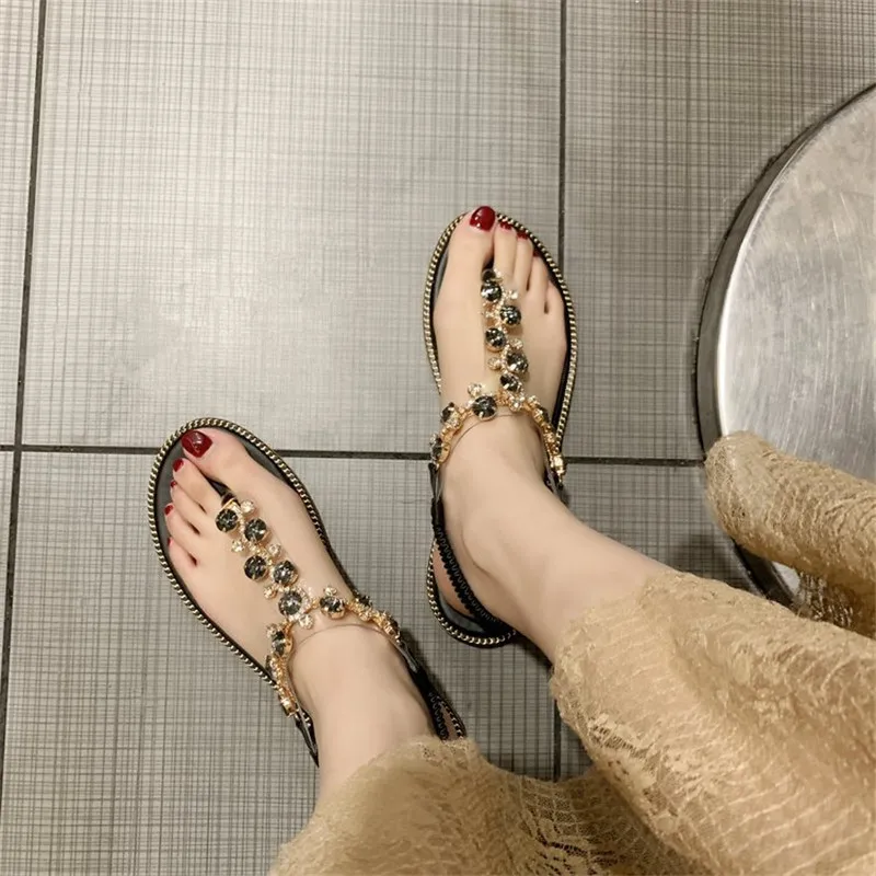 2019 г. Новые Летние слипоны на плоской подошве однотонные украшения с камнями и