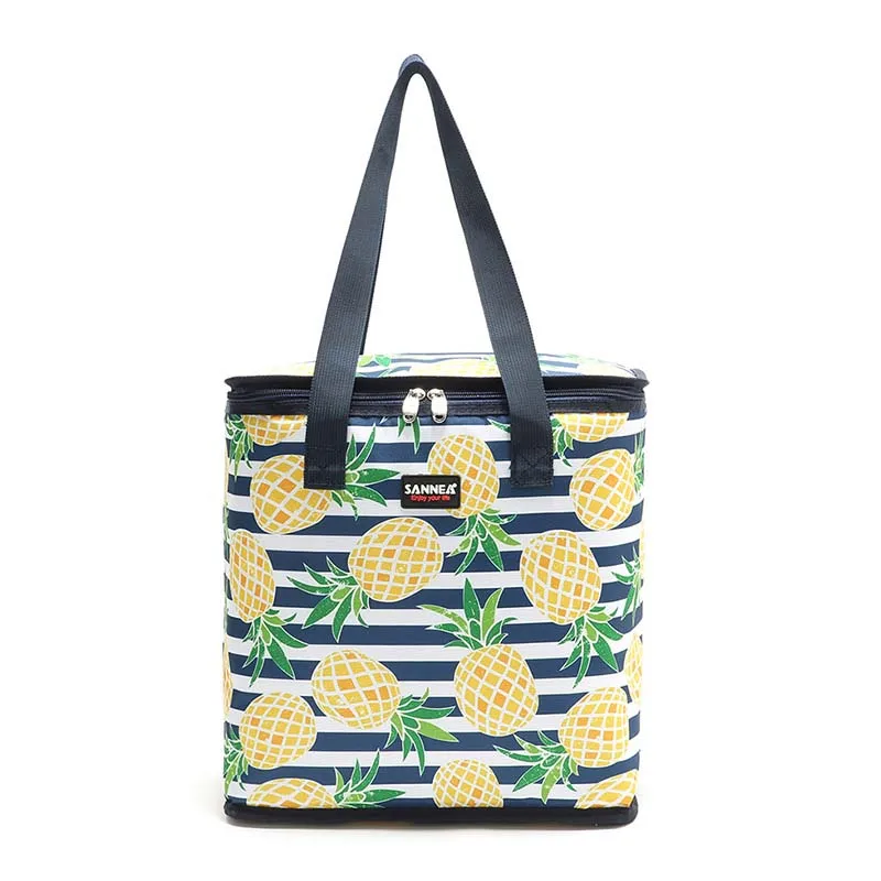 pineapple 22L стильная сумка-холодильник с большой печатью для ланча и пикника, коробка со льдом, Термосумка для еды, напитков, вина, холодной переноски, теплоизоляционная крутая сумка - Цвет: pineapple