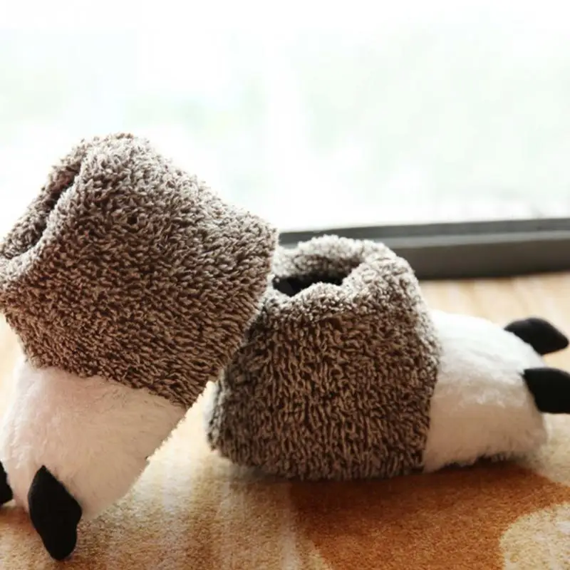 Модные теплые зимние тапочки с хлопковой подкладкой плюшевые Мультяшные медведя