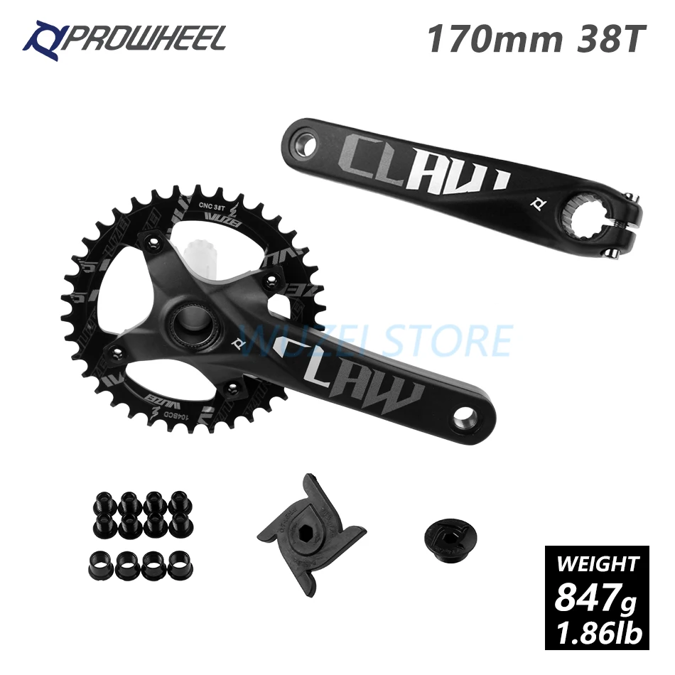 WUZEI mtb велосипедные рукоятки пластины 4 лак для ногтей, 104 BCD 170/175 мм/30/32/34/36/38 T Круглый звездочки шатун для горного велосипеда комплект велосипедная часть - Цвет: 170mm Black 38T