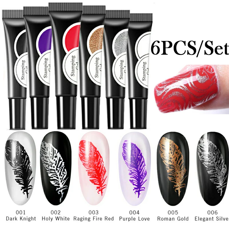 Набор УФ гель лаков Modelones 6 шт./лот для стемпинга ногтей наборы долговечный штамп