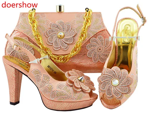 Doershow итальянские персиковые туфли с подходящими сумками женские подходящие и