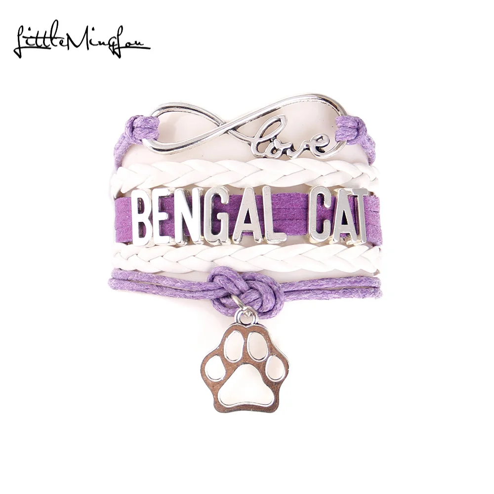 Браслет маленький MingLou Infinity love BENGAL CAT pet амулет лапа кожаный браслет мужские
