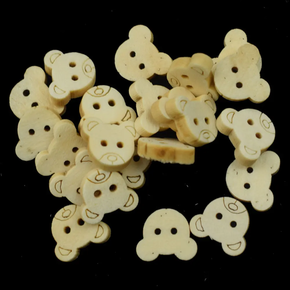 100 шт. деревянные пуговицы медведя натуральный цвет Одежда для кукол женская