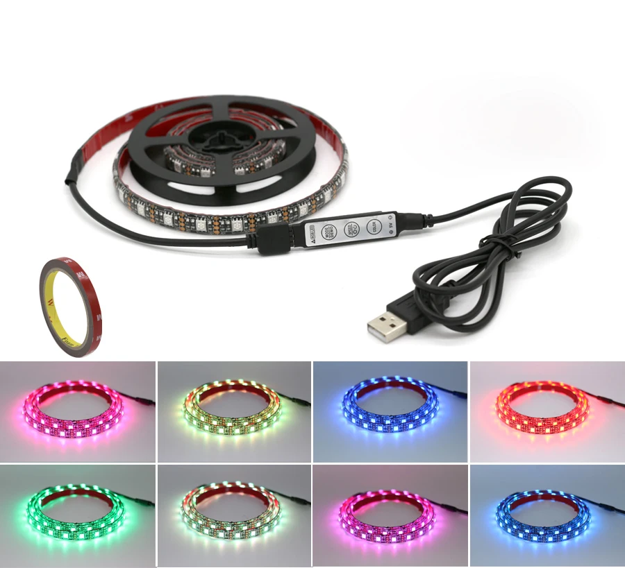 1 м 3 5 5050 SMD DC В USB зарядное устройство источник питания Светодиодная лента RGB пульт