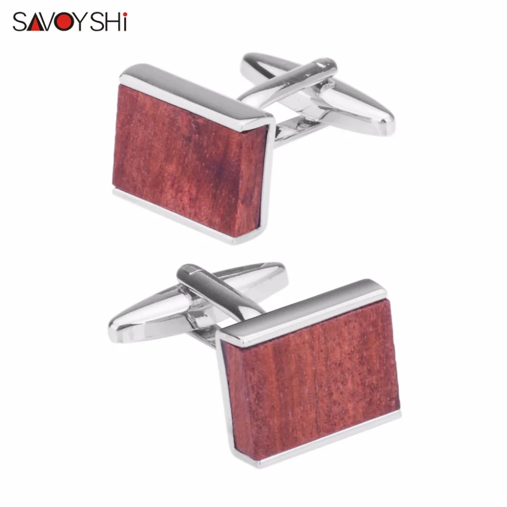 SAVOYSHI Роскошные красные деревянные Запонки для мужских рубашек высокое качество