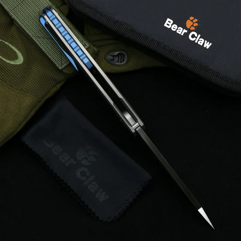 Коготь медведя параллельные линии Флиппер складной нож D2 лезвие мяч титановый