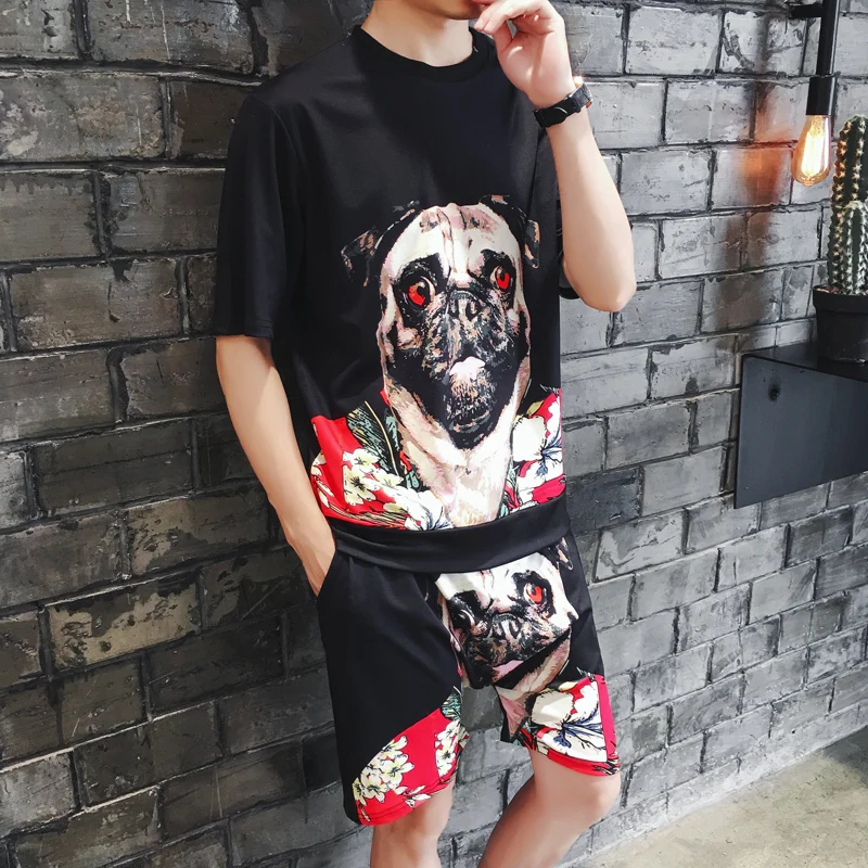 Спортивный костюм в горошек с животным принтом комплект из 2 предметов мужской