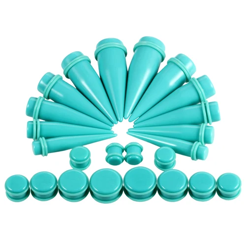 Turquoise 24 шт./лот акриловые улитки для тоннелей в ушах пирсинг уха Вилки и тоннелей Набор заглушек 10-20 мм Растяжка для уха Наборы тела ювелирные изделия-пирсинг - Окраска металла: Turquoise