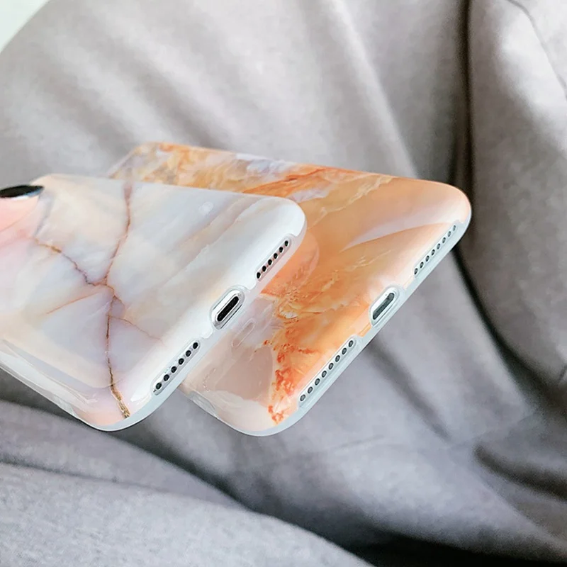 Глянцевый чехол для телефона с мраморным пламенем iPhone X XR XS Max мягкий силиконовый