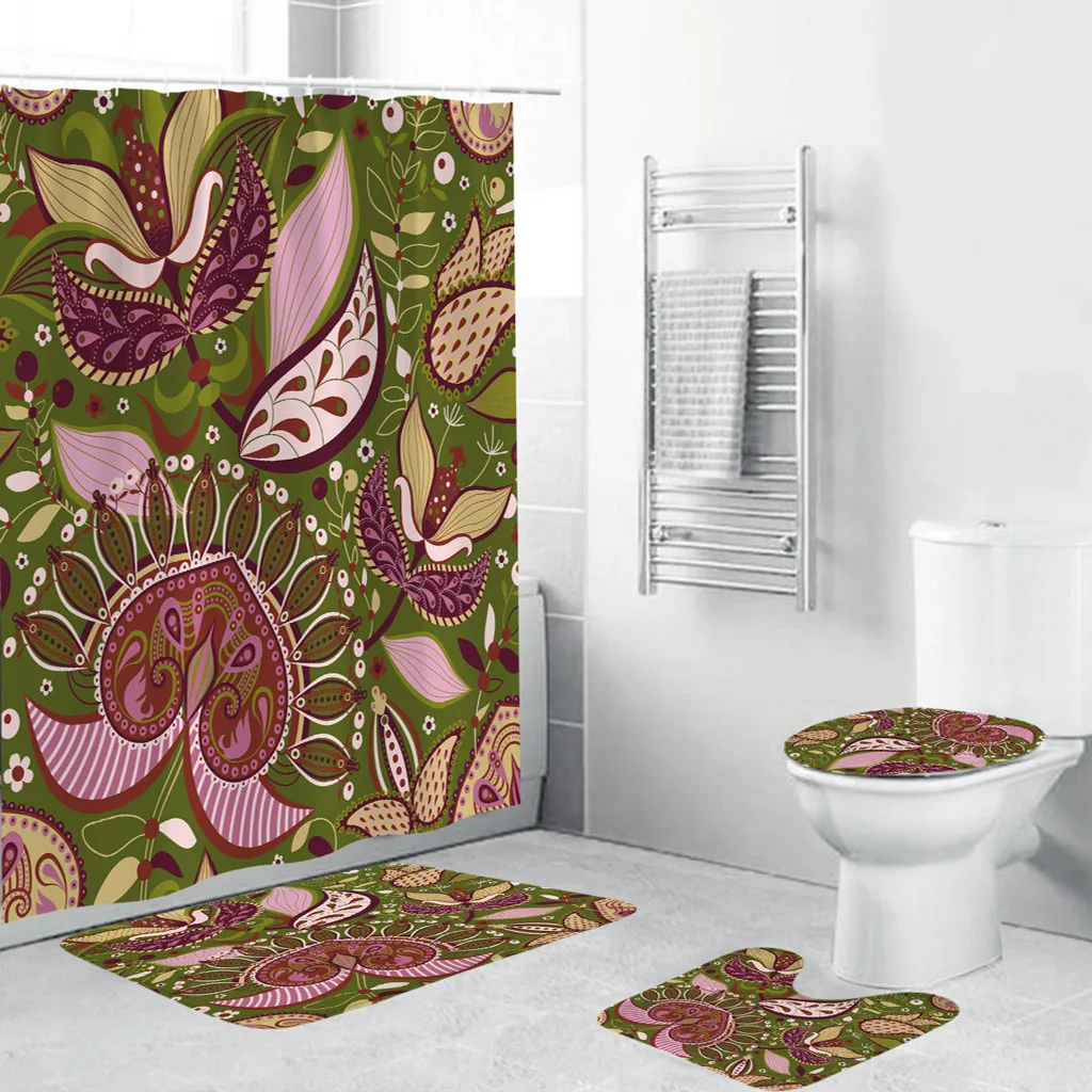 Нескользящий коврик для ванной комнаты чехол унитаза Коврик ванны занавеска