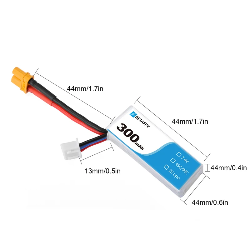 Аккумулятор BETAFPV 300 мАч 2S 45C Lipo (2 шт.) | Игрушки и хобби