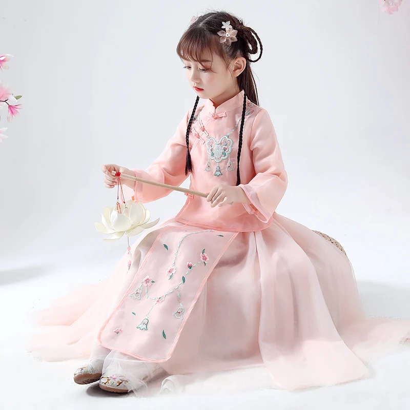 Костюмы Hanfu для девочек костюм Тан в китайском стиле детская древняя и