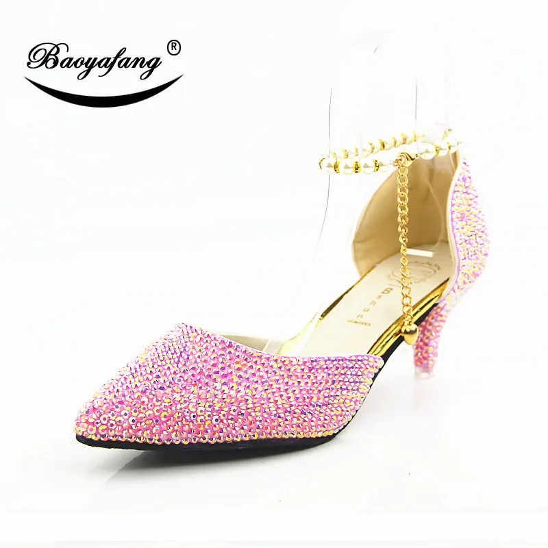 Женские свадебные туфли с острым носком розовые вечерние на шнуровке 6 см со