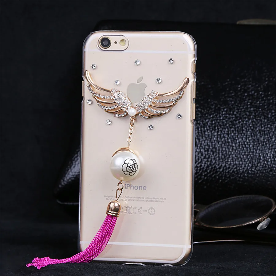 DIY Mobile Shell аксессуары стразы кисточкой крылья вентилятор телефон оболочки сплава