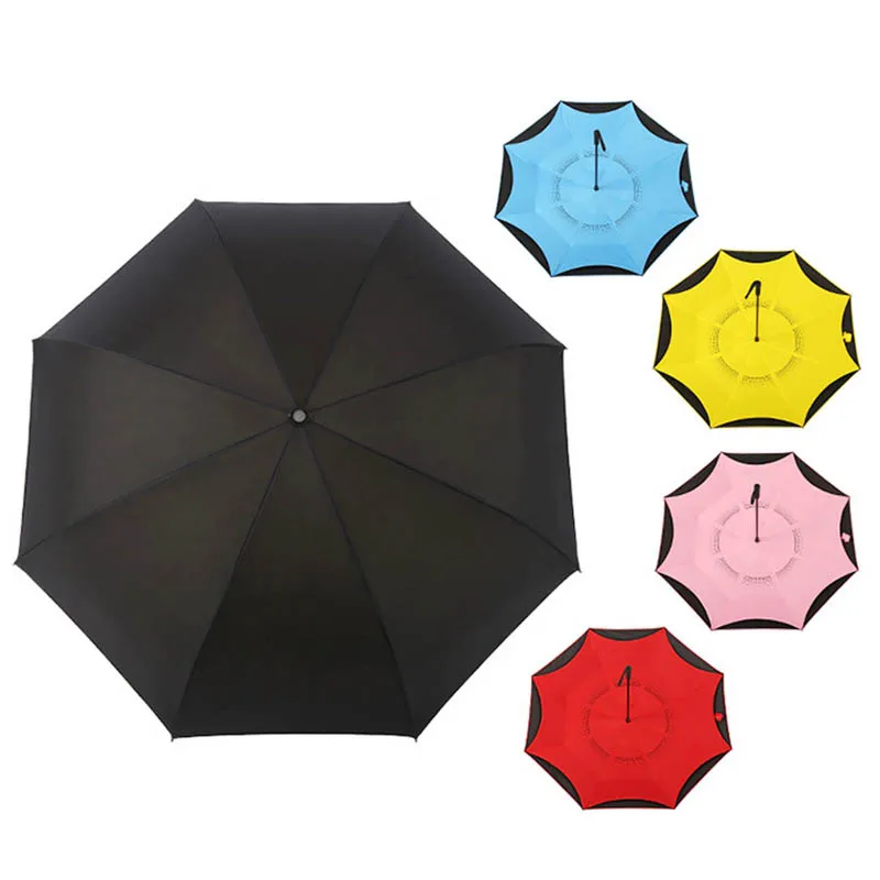 Folding direction umbrella double inverted C holding bracket male and female rainproof windproof rolling sale | Дом и сад