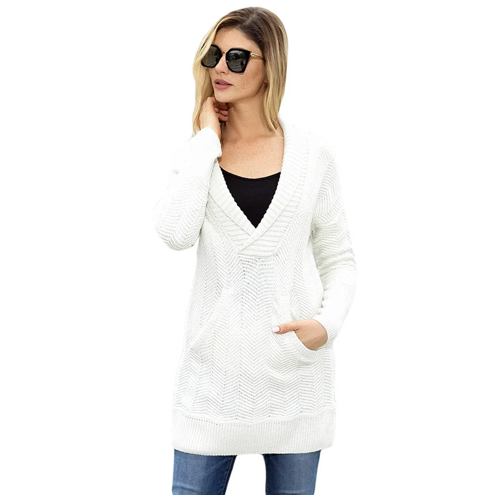 

2019 Real Shiying And Winter New Product Knitting Unlined Upper Garment Long Sleeve Pocket Fund Pullover Women's Sweater 27826