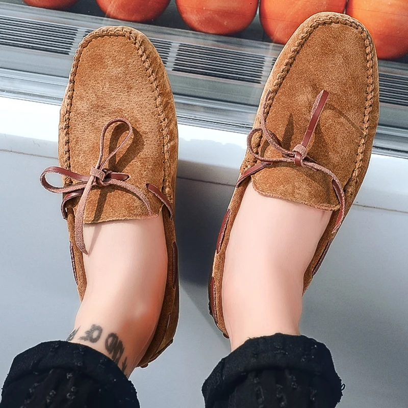 Leather Men Casual Shoes outdoor Breathable Soft Driving Men's Handmade Chaussure Homme Fashion Flat Loafers shoes L5 | Обувь