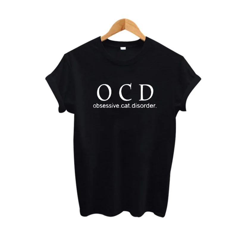 Женская футболка с надписью love OCD черно-белая хипстерская Футболка принтом