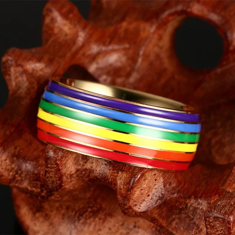 Горячая Распродажа нержавеющая сталь гей и лесбиянок кольцо горсти радуги