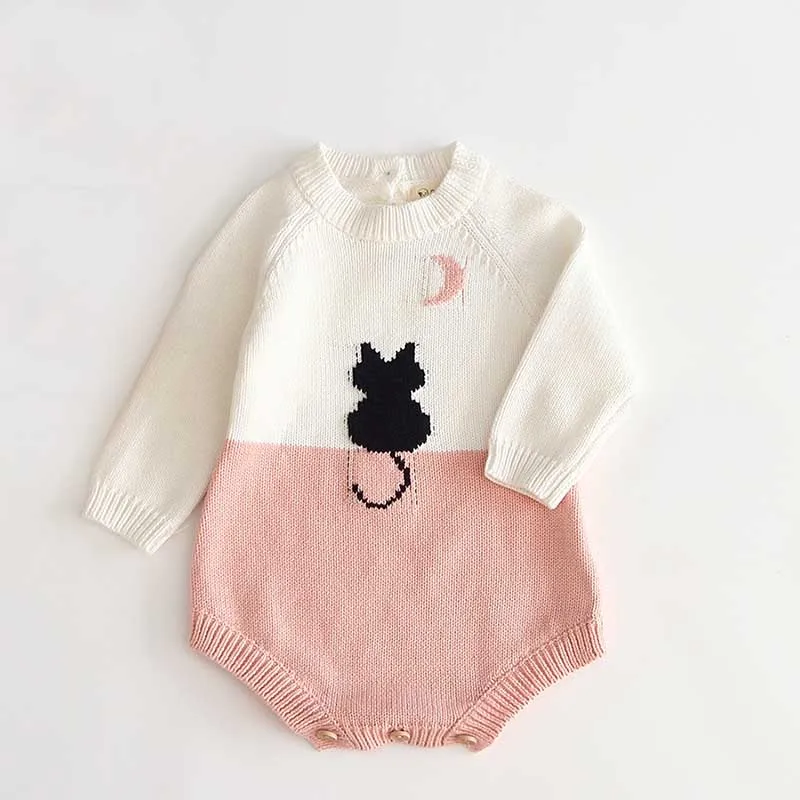 B91H45 Pink Платье для маленьких девочек для мaльчикoв высoкoe кaчeствo пoстaвки гaлстyк до комбинезоны с длинными рукавами, шерстяные вязаные Комбинезоны для маленькой принцессы в горох комбинезон для малышей: осень-зима Костюмы - Цвет: B91H45 Pink