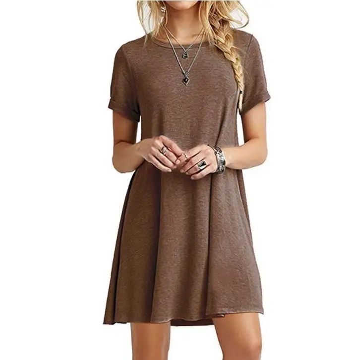 Платье женское черное синее с коротким рукавом и о-вырезом | Женская одежда