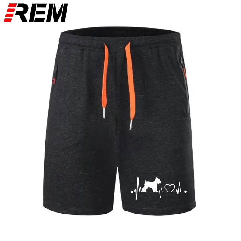 

REM short pants Men Printing Animal Lover I Love My Dog Schnauzer Heartbeat O-Neck Short panties