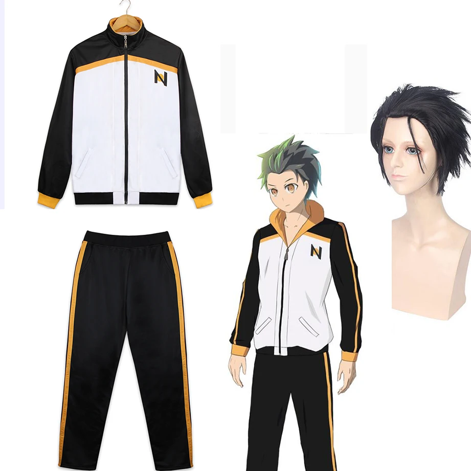 Re: zero Hajimeru Isekai Seikatsu Субару Нацуки косплей парик+ куртка пальто+ брюки костюм Субару Нацуки спортивная одежда костюм мужчины