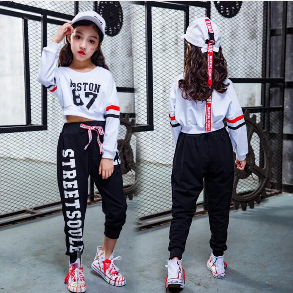Детская одежда для сцены танцевальные костюмы в стиле хип хоп девочек топы Для