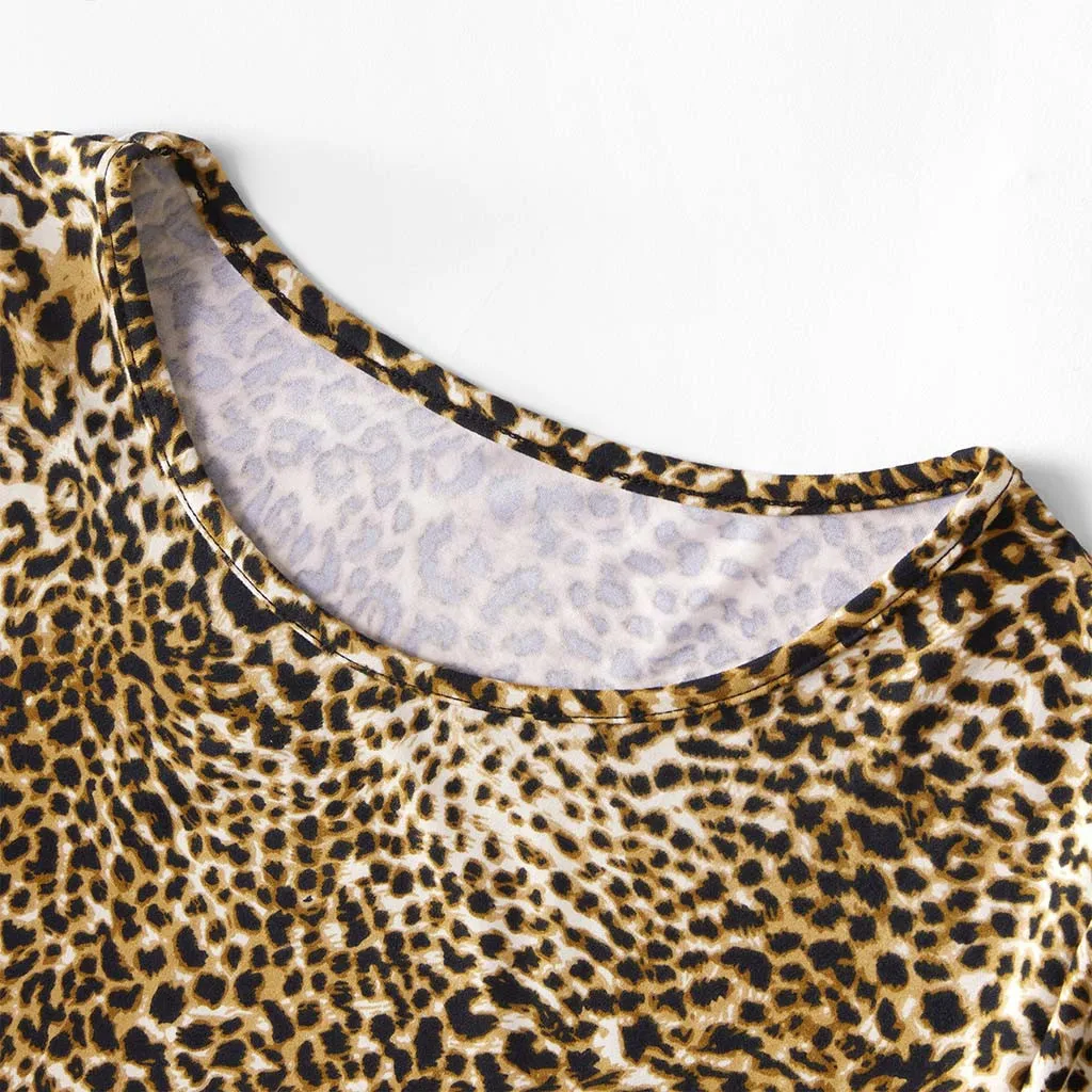 MUQGEW mommy and me clothes Lady's Mommy Short Sleeve Leopard Print Tops Clothes Matching Family ropa mama e hija #y4 | Мать и