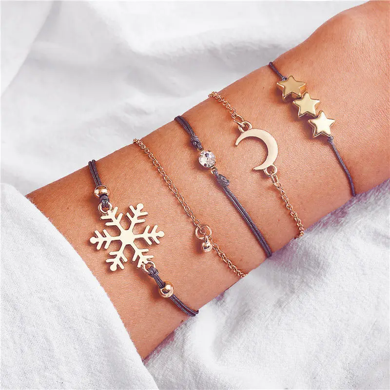 17 км богемное сердце камень браслеты с кисточкой набор для женщин Bijoux Винтаж Шарм браслет браслеты женские Бохо ювелирные изделия - Окраска металла: FCS1765