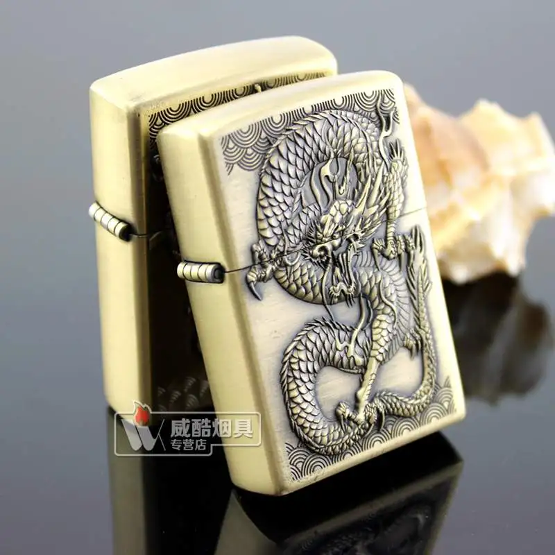 Керосиновая Зажигалка для одного лица бронзовая в виде дракона масло металл