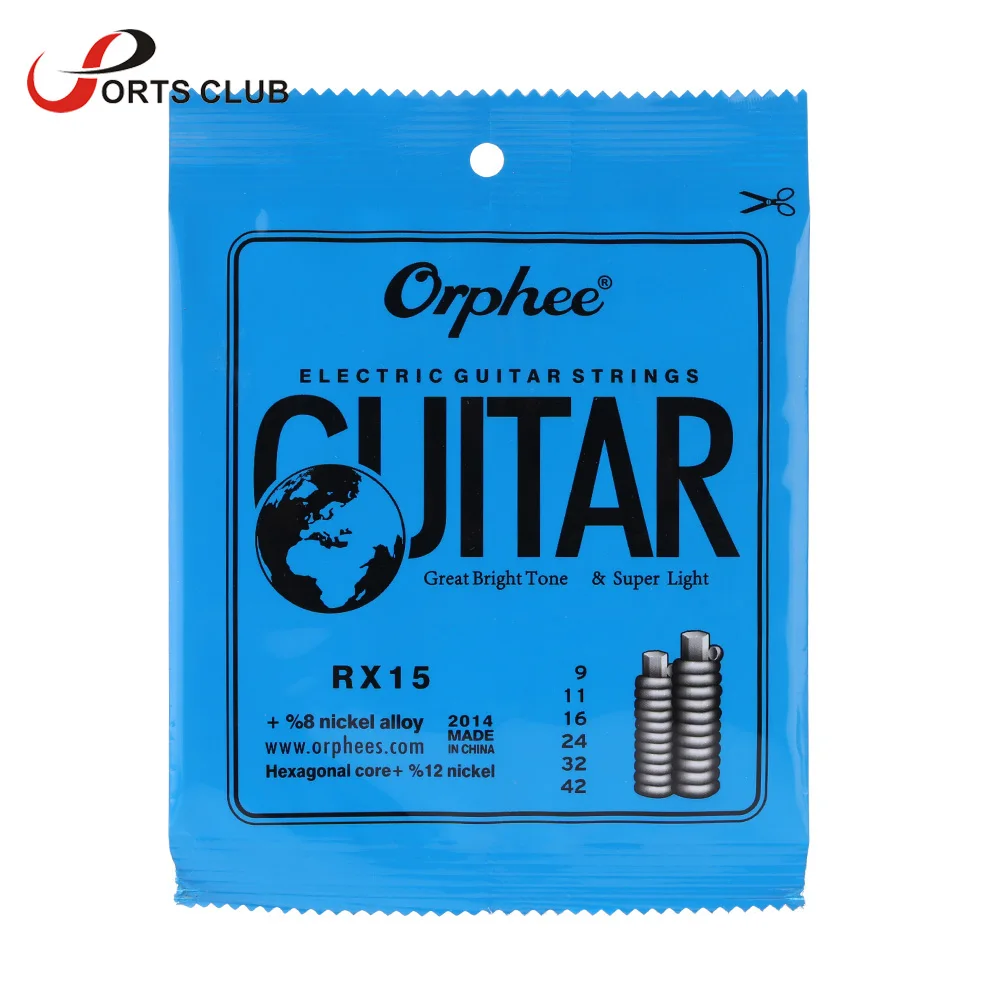 Orphee RX15 6 шт. набор электрогитарных струн (.009 .042) никелевый сплав супер светильник